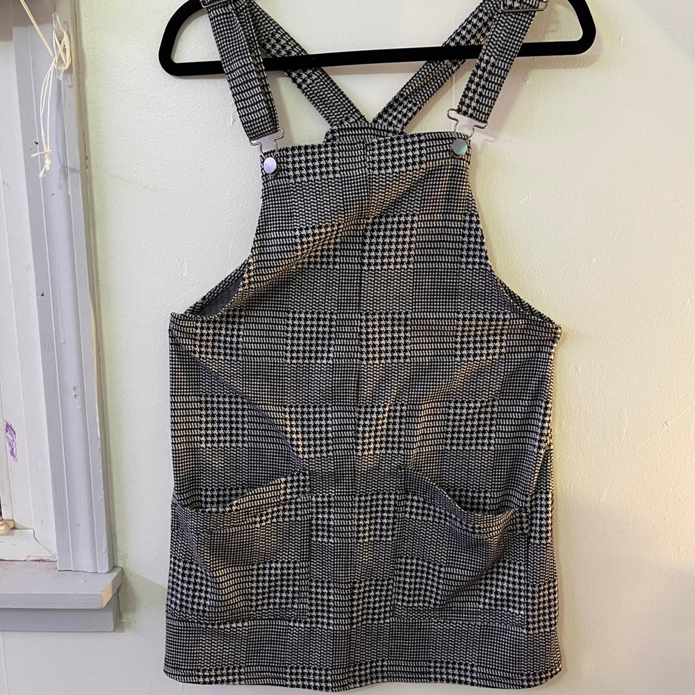 Plaid overall dress